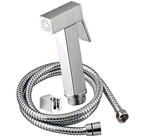 Bath Guru Pure Brass Health Faucet with 1.5 Meter SS 304 Tube and Wall Hook (Chrome Finish)