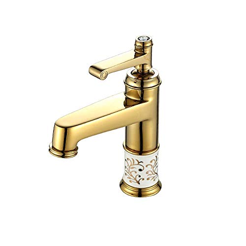 Mitigeur de lavabo doré en laiton chaud et froid pour salle de bain élégante