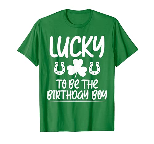 Lucky Shamrock Birthday Boy Graphic Saint Patricks Day Verde Camiseta