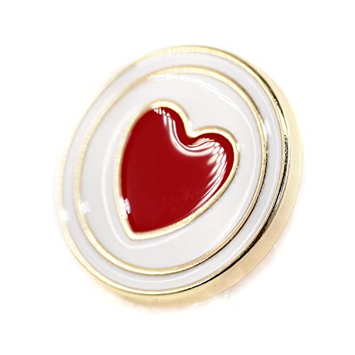 Craftisum 20 Pcs Electroplating Golden Circles Enamel Red Heart Sewing Metal Shank Coat Buttons -25Mm -1" #TOP3