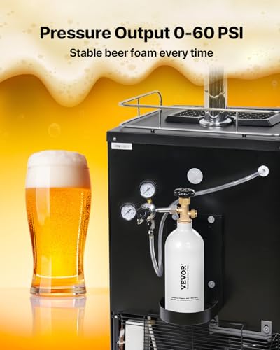 Image of VEVOR CO2 Tank, 2.5 lbs New Aluminum Alloy Cylinder, CO2 Air Tank with Light Gray Spray Coating, CGA320 Valve & Adjustable Pressure, DOT Approved Cylinder for Draft Beer Dispensing and Soda Maker