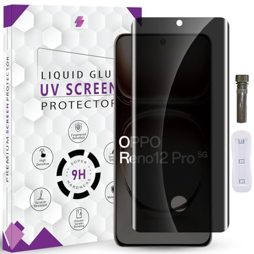 Image of Advanced HD+ UV Privacy Tempered Glass Screen Protector for Oppo Reno 12 Pro /Reno 12 (6.7 Inch, Pack of 1) Anti-Spy /Anti-Peeping 9H Hardness Screen Guard with Installation Kit & Guide