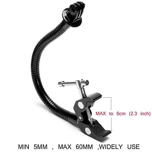 Flex Metal Hose Action Camera Gooseneck Clamp Mount Holder Compatible with Canon Nikon Waterproof Motion Sports Camcorder GoPro Jaws Hero 8 7 6 5 4 Session Sony X3000 X1000 Yi DJI OSMO Action Akaso