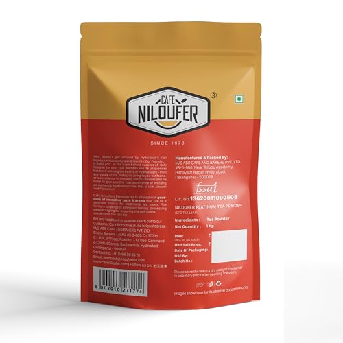 Image of Cafe Niloufer Platinum Tea Powder 1Kg | Strong Assam & Aromatic Blend | Premium Loose Leaves Chai for Rich Taste & Flavour