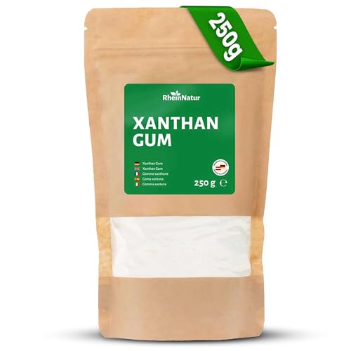 RheinNatur Xanthan Gum Pulver 250 g - Natürliches Bindemittel - Stabilisator für Eis Suppen Soßen - Xanthangummi Verdickungsmittel - Geschmacksneutral & Vegan