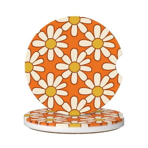 2 Pack Portavasos Vintage Daisies Naranja Cerámica miniatura 1