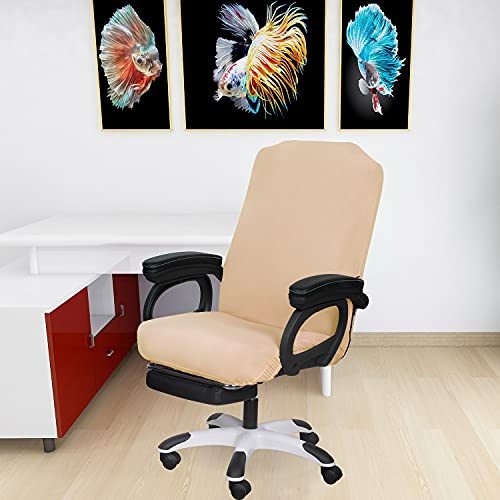 Image of SARAFLORA Office Chair Covers Stretch Washable Computer Chair Slipcovers for Universal Rotating Boss Chair Large Size, Champagne