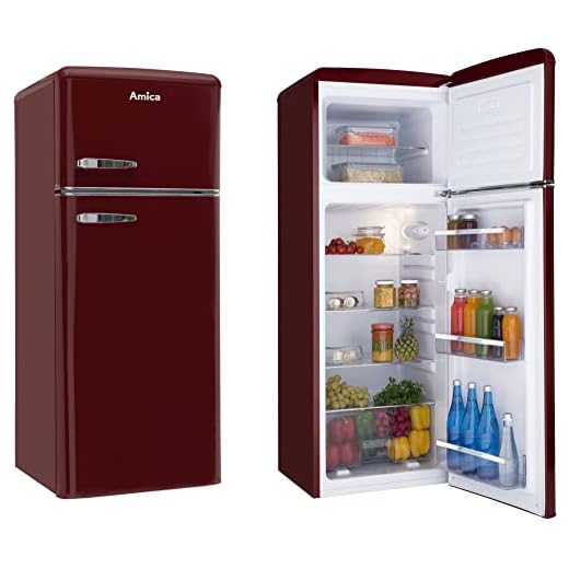 Amica Retro Kühl-Gefrierkombination Weinrot