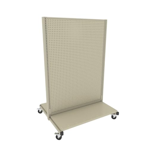 DGS Retail Rolling Gondola Shelving Unit, Platinum 48” W by 72” H Double-Sided Island Gondola with 19