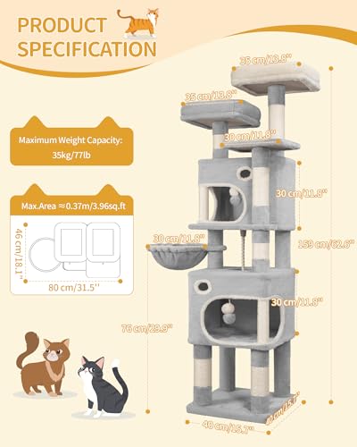 Árbol para gatos Hzuaneri 62.6 pulgadas interior miniatura 2