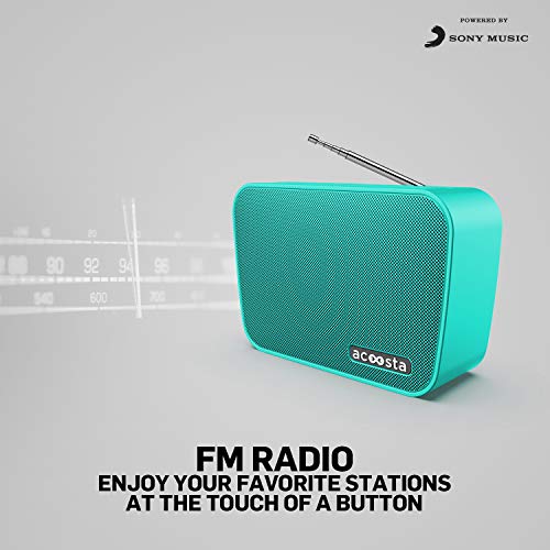Image of Acoosta SUNO Hits - Powered by Sony Music, 1000 Preloaded Songs - 7 Stations & 250 Artists, Portable Wireless Bluetooth Speaker with Mic, FM Radio, USB, Aux in, Aux Out, True Wireless Stereo - (Teal)