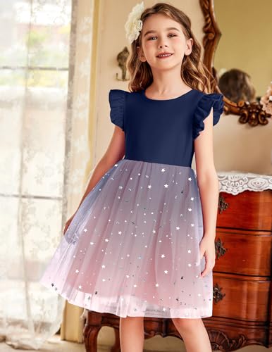 Image of Arshiner Toddler Tutu Dress Little Girls Fluffy Summer Dresses Casual Party Tulle Sundress for Kids 2-6Y