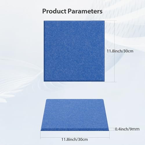 Image of 12 Pack Square Acoustic Panels Self Adhesive Sound Proof Foam(Sky Blue)