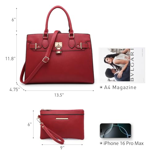 Dasein Women Handbags and Purses Ladies Shoulder Bag Top Handle Satchel Tote Work Bag with Wallet