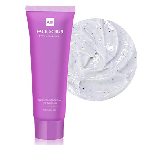 ANAiRUi Coconut & Walnut Facial Scrub, Cream Scrub Anti-inflammatory and Skin-smoothing, Exfoliate, Renew Skin for Radiant Look, Buff Away Dead Skin Cells, 2.82 OZ