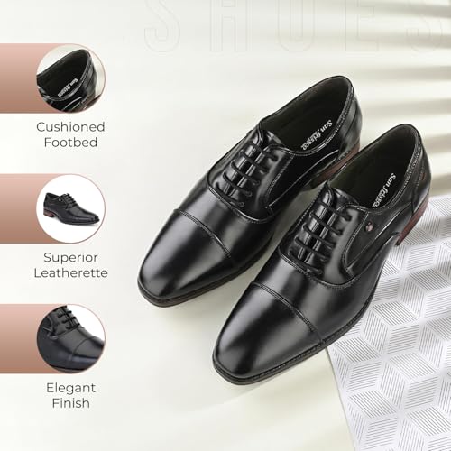 Image of San Frissco Mens Formal Shoes Lace Up Leatherette Oxfords /Soft Cushioned Footbed with TPR Sole /Comfortable, Stylish, Trending, Party, Outdoor Shoes for Office & College