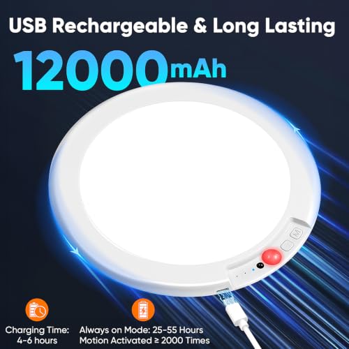 Image of Rechargeable Motion Sensor Ceiling Light, 12000mAh Battery Closet Light