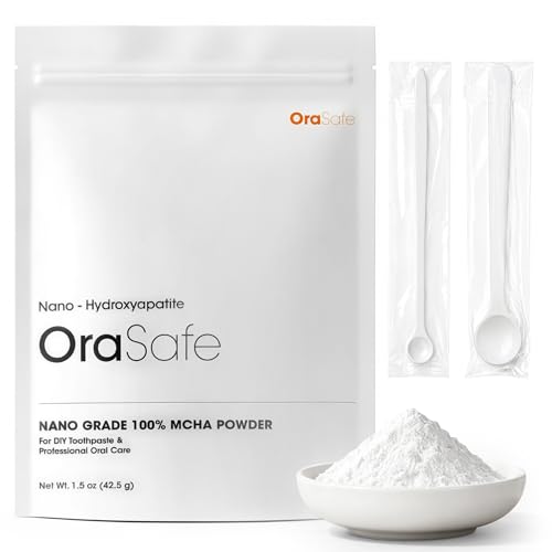 OraSafe Nano Hydroxyapatite Powder Pure n-Ha Raw Ingredient 42.5g (1.5 oz) for DIY Toothpaste Oral Care Formulations and Soap Making Fluoride Free