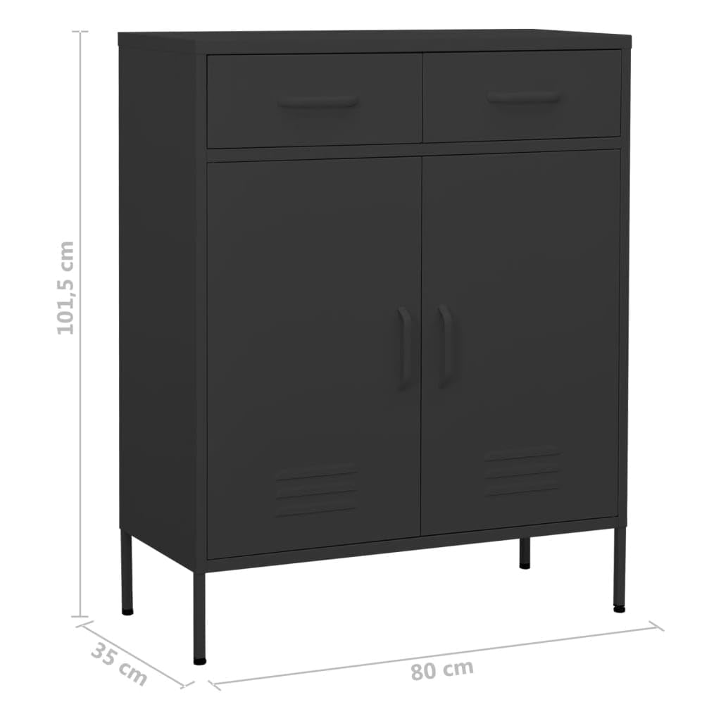 vidaXL Lagerschrank Sideboard Kommode Anrichte Stahlschrank Schrank Beistellschrank Mehrzweckschrank Bücherschrank Standschrank Anthrazit 80x35x101,5cm Stahl