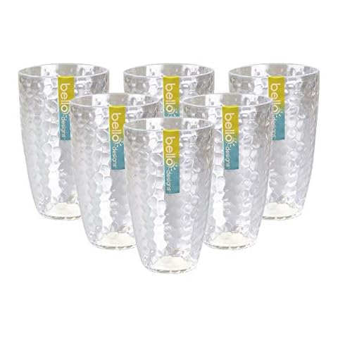 "Bello" Set of 6 Tall Clear Re-usable Plastic Tumbler Ideal for Picnics, BBQs & Parties Cover