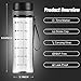 Doseno Reusable Water Bottle, Water Bottle with Time Marker, Plastic Water Bottles with Strap, Gym Water Bottles for Men, 28OZ Clear Water Bottles, Black