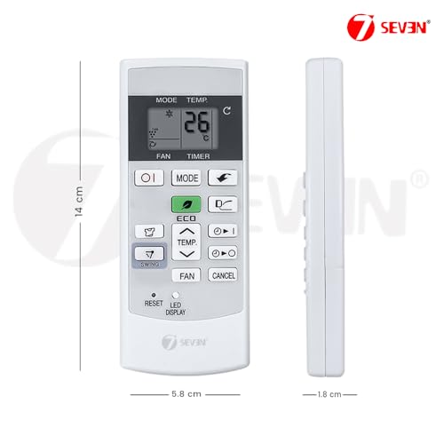 Image of 7SEVEN Compatible with Sharp AC Remote Control AH-X13PET-W Model 156 Suitable for 1 1.5 2 Ton Split and Window Air Conditioner - Match Each Key by Key Exactly with Existing AC Remote Function