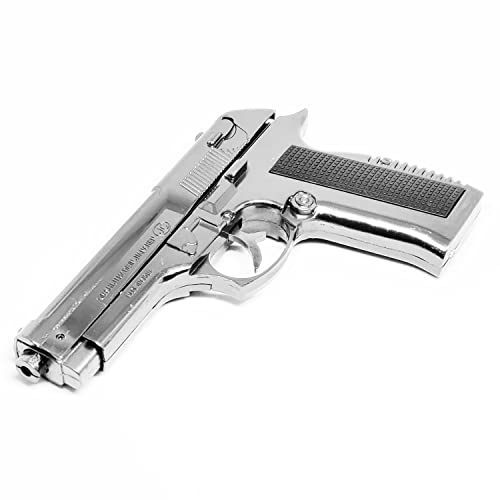 Image of EXTREMUS Gun Lighter Pistol Lighter Heavy Weight Metal Body Gun Pistol Shaped with Barrel Pull Back System and Holster Pocket Lighter for Decorative, Smoking Filled with Gas (608 Silver)