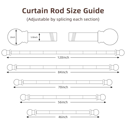 Smodbrodre 32-48 Inch Nickel Curtain Rod Set With Brackets And Decorative Blackout Metal Rods thumb #2