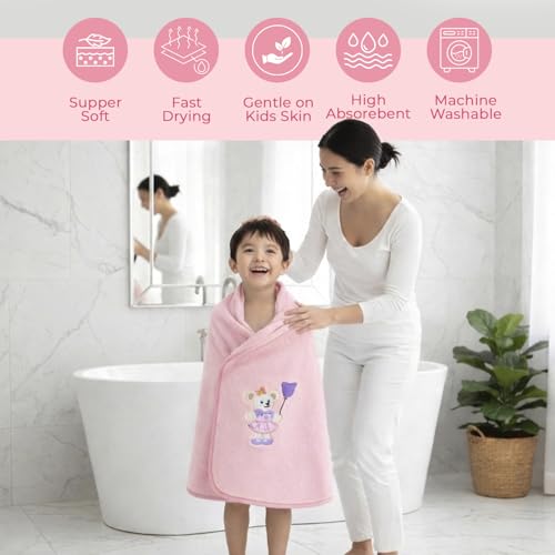 Image of MAXOSHINE Microfiber Kids Bath Towels Quick Dry Super Absorbent Super Soft Bath Towel for Babies Toddler-Baby Towel for Boys and Girls, Mini