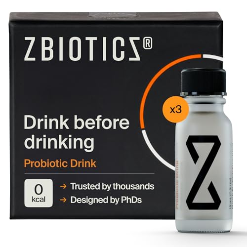 ZBiotics — Feel Better After Drinking, Wake Up Refreshed, Science-Backed, Patented Probiotic for Easier Mornings, Travel-Friendly, 3-Pack of 0.47 Fl Oz Bottles