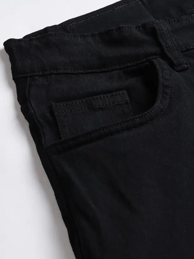Image of KOTTY Women's Solid|Fit and Flared Fitting|Ankle Leg Style|High Rise|Stechable|Casual Jeans