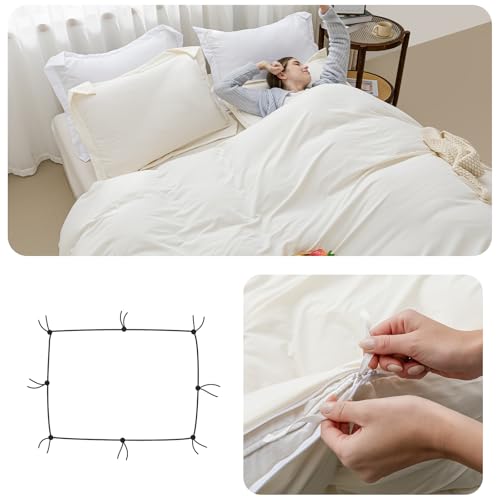 Image of SheRest Beige Duvet Cover King Size - Soft Brushed Microfiber, 3 Pieces, 1 Duvet Cover 104x90 Inches with Zipper Closure 8 Ties & 2 Pillow Shams, Breathable Bedding Set for All Season (No Comforter)