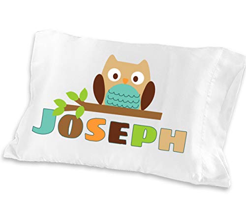 Personalized Owl Pillowcase (Toddler/Travel 13 x 20, Teal Owl) for Kids Aqua Teal
