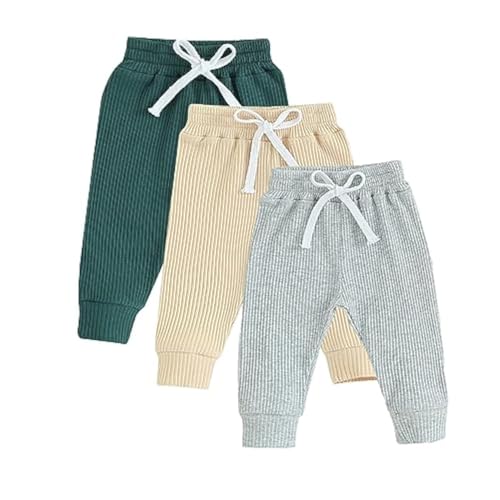 Image of 3Packs Unisex Baby Clothes Toddler Baby Boy Girl Joggers Pants Solid Drawstring Sweatpants Fall Winter Outfit