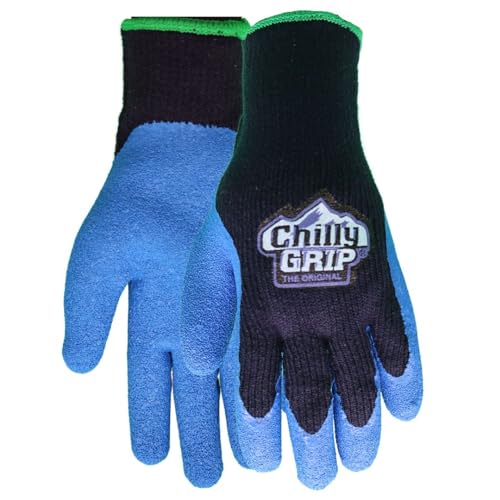 Red Steer Chilly Grip A311 Black/Blue Small Acrylic Full Fingered Work & General Purpose Gloves - Rubber Foam Coating - Rough Finish - A311-S [PRICE is per PAIR]
