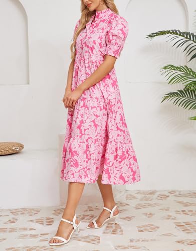 Kedera Women Summer Casual Maxi Dress Trendy 2025 Puff Short Sleeve V Neck Ruffle Tiered Flowy Boho Beach Long Dresses4