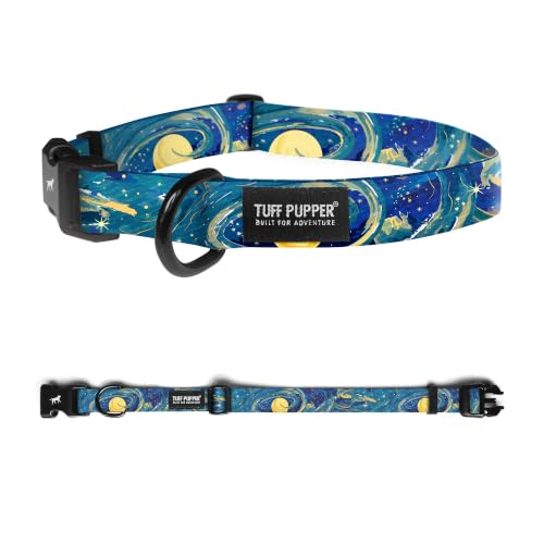 Image of Tuff Pupper Premium Adjustable Dog Collar, Stylish Pattern Collars Designed in USA, Quick Release Buckle, Starry Flow Large (1 Inch Wide x 18-26 Inch Neck)