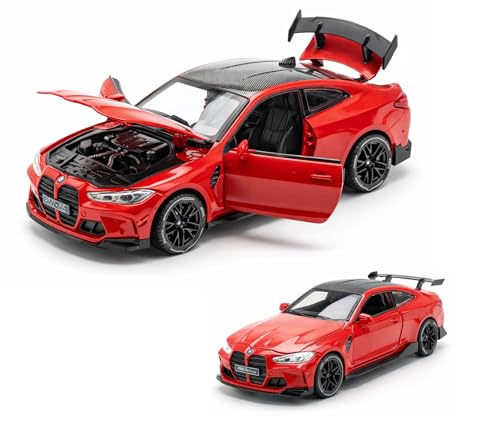 Image of Invite 1:32 Diecast Model Alloy B-M-W M4 Metal Pull Back Car with Sound Light, Openable Doors, Toy Vehicles for Kids Gift, car for Kids(Colors as Per Stock)