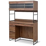 moca company Cloudear キッチンボード 幅120 ゴミ箱収納 ゴミ箱上ラック レンジ台 食器棚 大型レンジ対応 コンセント付き ブラウン