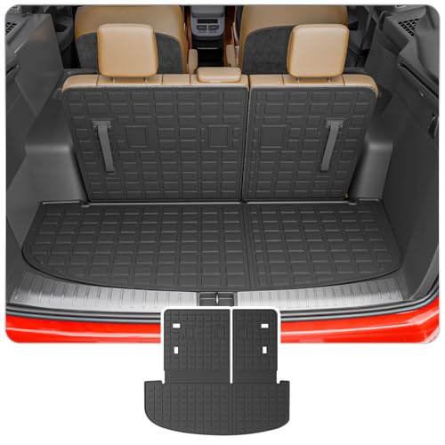 Thinzyou Cargo Mat Compatible with 2020-2025 Kia Telluride (NOT for 2027) Trunk Mat Cargo Liner Trunk Liner All Weather Back Seat Protector 2024 Telluride Accessories (Trunk Mat with Backrest Mat)