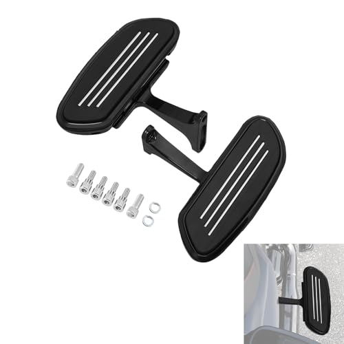 XFMT Passenger Floorboards Motorcycle Footboards with Adjustable Mount Bracket Fit For Harley Touring Streamline Style Street Glide Road King Road Glide Electra Glide Ultra Classic 1993-Later Black
