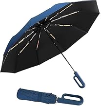 JANCOM Double Ribs Travel Umbrella, Large Heavy Duty UV Protection, Folding Design for Rain and Sun Coverage