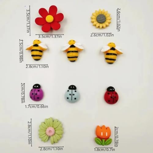 Image of 10 Pc Resin Flower Bees Bugs Fridge Magnets for Home Decor & Gifting | Kitchen Decoration Stylish Refrigerator Accessories | Cute Fridge Magnets