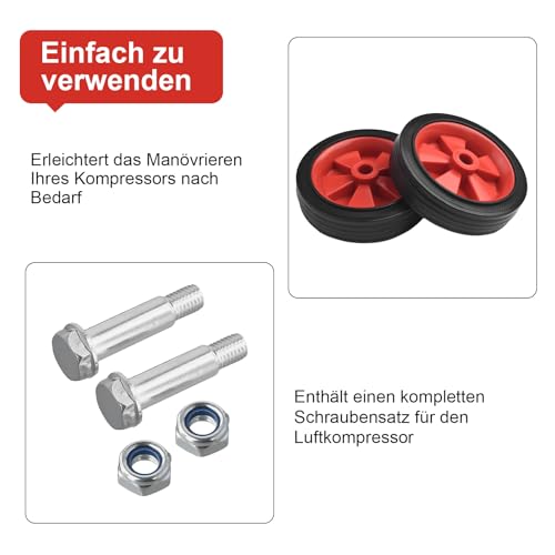 Cloudpower 2 Stück Ersatzräder für Luftkompressoren, komplett mit Schrauben, vielseitig einsetzbar, saugfähig, rutschfest, verstärkt, Ersatzräder für Luftkompressoren(12,7 cm)
