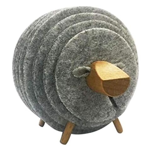 Ganata 9Pcs Sheep Shape Anti Slip Cup Pads, Coasters Insulated Round Felt Cup Mats Japan Style Home Office Decor Art Crafts Gift,Light Grey Cover