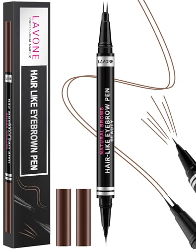 LAVONE Eyebrow Pencil, 2-in-1 Waterproof Eyebrow Pen, with 2 Tip Microblading Eyebrow Pencil and Ultra-Precise Brow Pencil, with Eyebrow Brush, Eyebrow Pencils for Women, Natural Hair-Like Brows - Dark Brown
