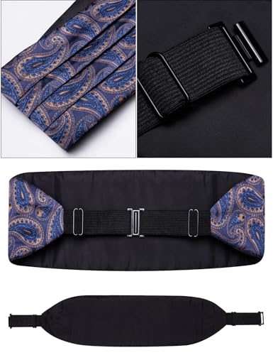 Image of Paisley Floral Tuxedo Cummerbund Bow Tie Pocket Square Set for Men
