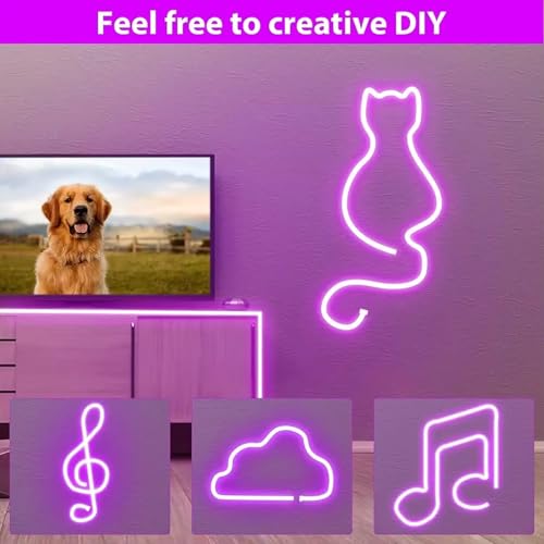 Image of NEWNESS13.2 Feet Purple Neon LED Strip Lights | IP65 Waterproof Flexible Silicone Rope Light with 12V Power Adapter for Home Decor