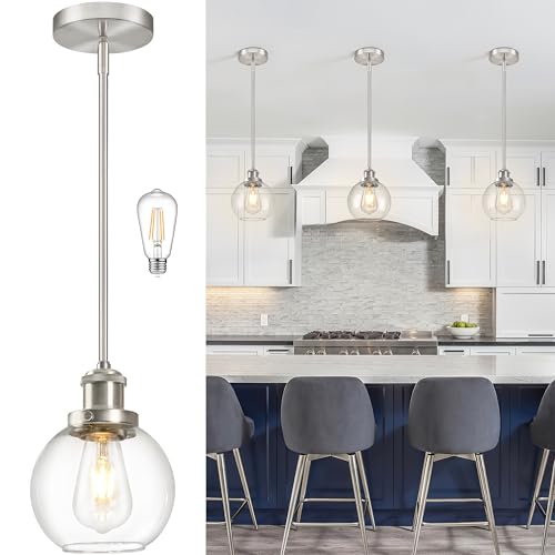 Bagood 6 Inch Nickel Mini Hanging Pendants Light Contemporary Globe Pendant Kitchen Island...