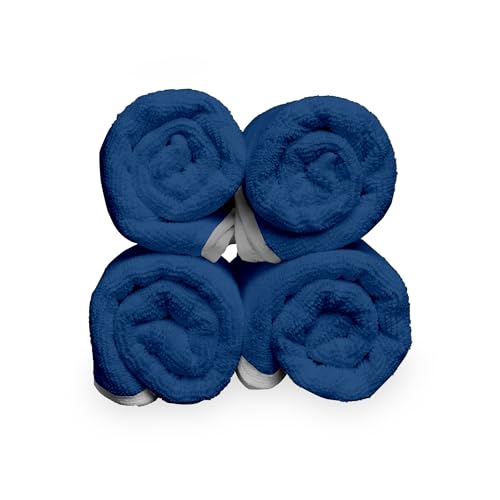 Image of Divine Casa Cotton Hand Towels Set of 4 500 GSM (60x40 cm) | Blue Hand Towels | Thick Soft Absorbent Towels